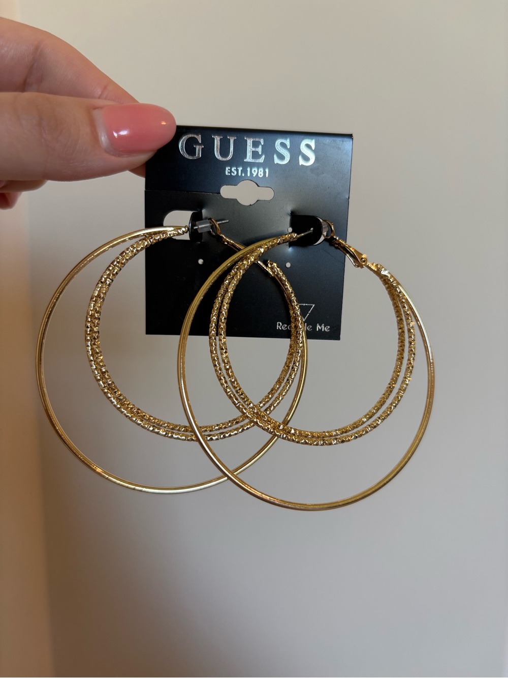 Guess Gold Layered Triple Hoop Earrings